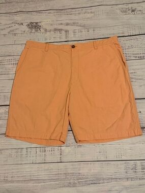 IZOD Mens Sz 40 Luxury Sport Coral Pink/Orange Preppy Chino Shorts 100% Cotton